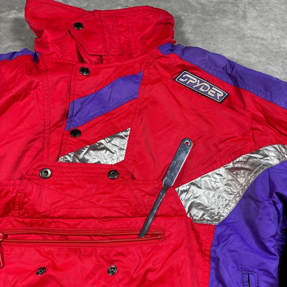 Vintage Spyder Jacket Men Small Red Ski Pullover Quarter Zip Thinsulate 80s Snow - Picture 6 of 14